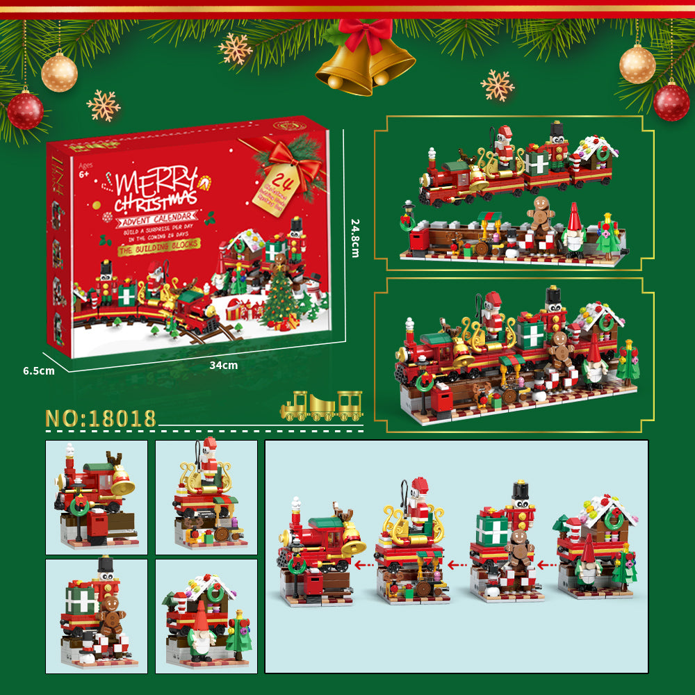 Advent Calendar 2024 Christmas Train Building Block Set, 880pcs