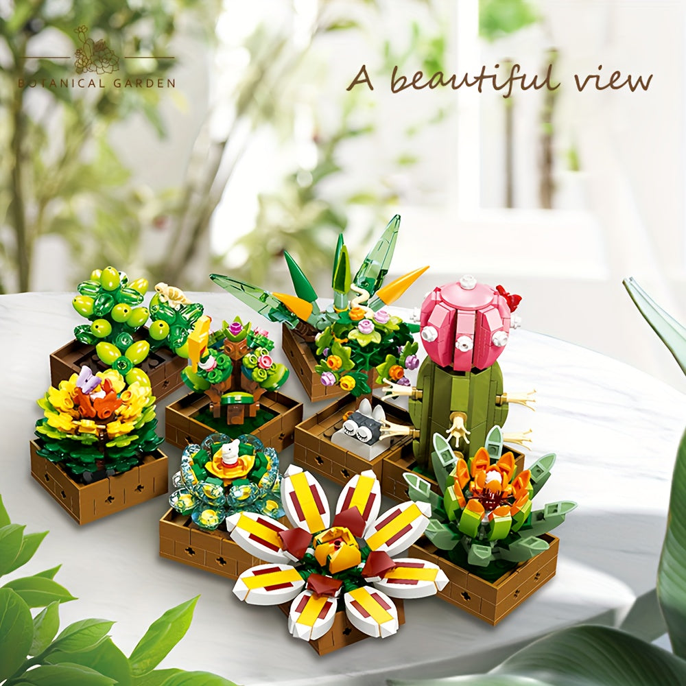 Succulent Flower Botanical Bonsai Building Set, 913 Pieces