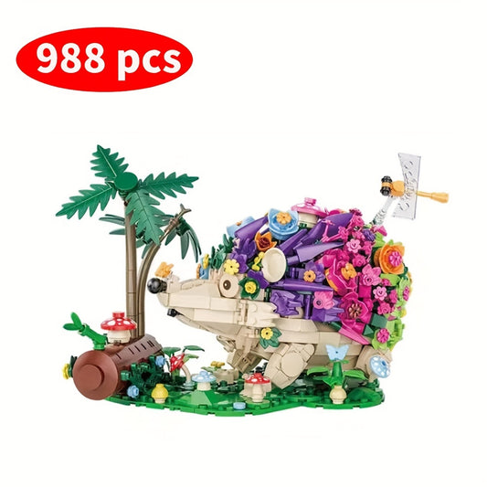 Hedgehog & Flowers Building Kit, 988 Pieces