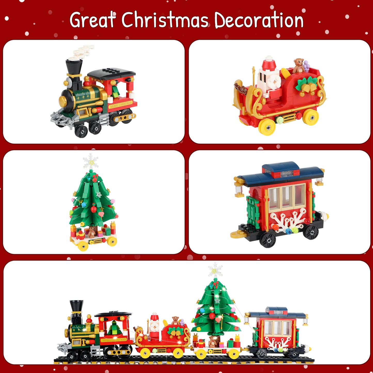 Advent Calendar 2024 Christmas Train Building Blocks Set, 1529 Pieces