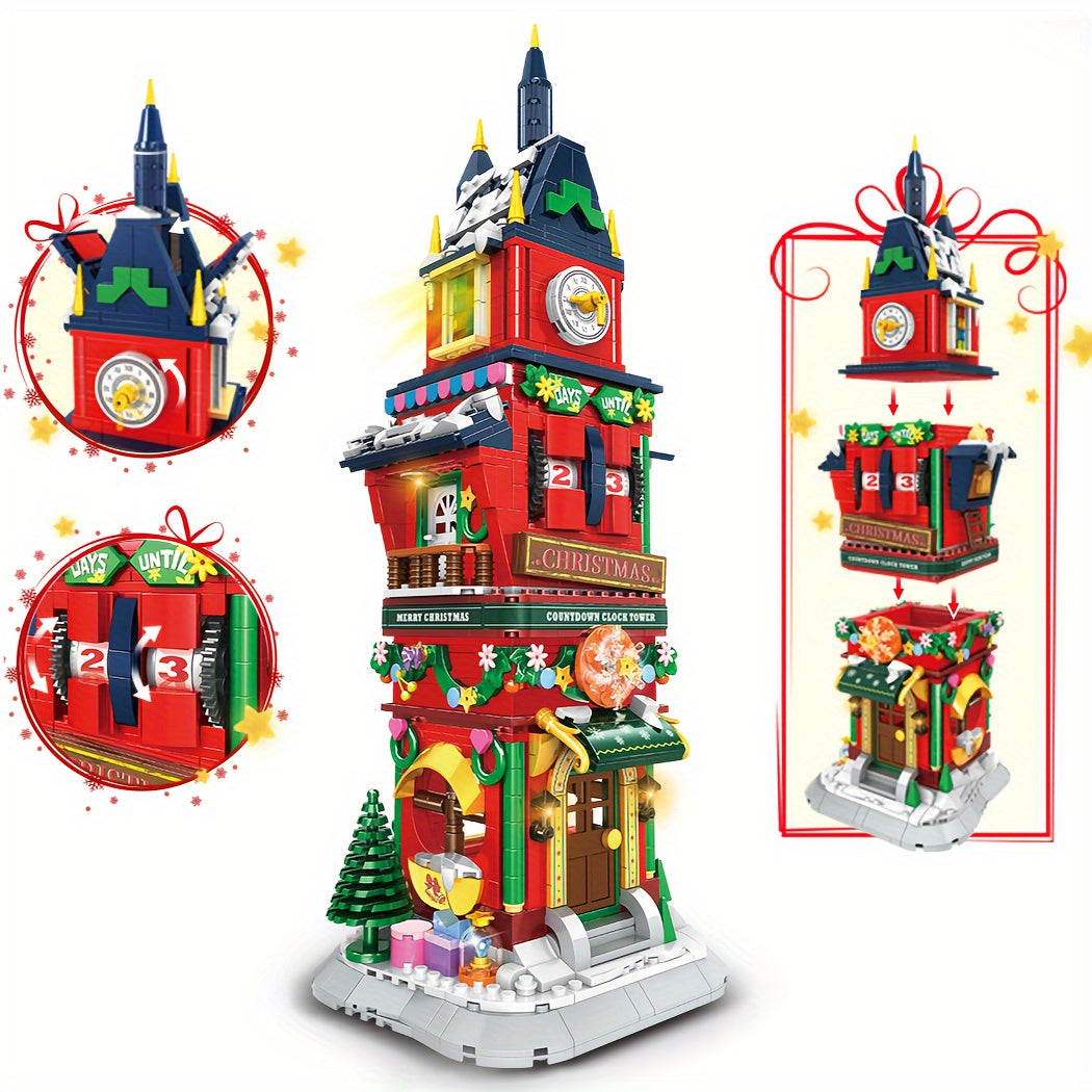 1084 PCS Christmas Count Down Bell Tower Building Blocks Toys