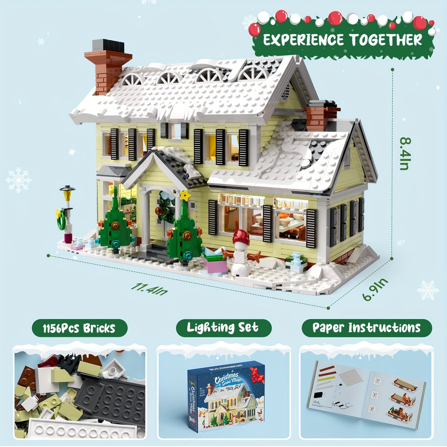 1156PCS Christmas Holiday House Block Building Model