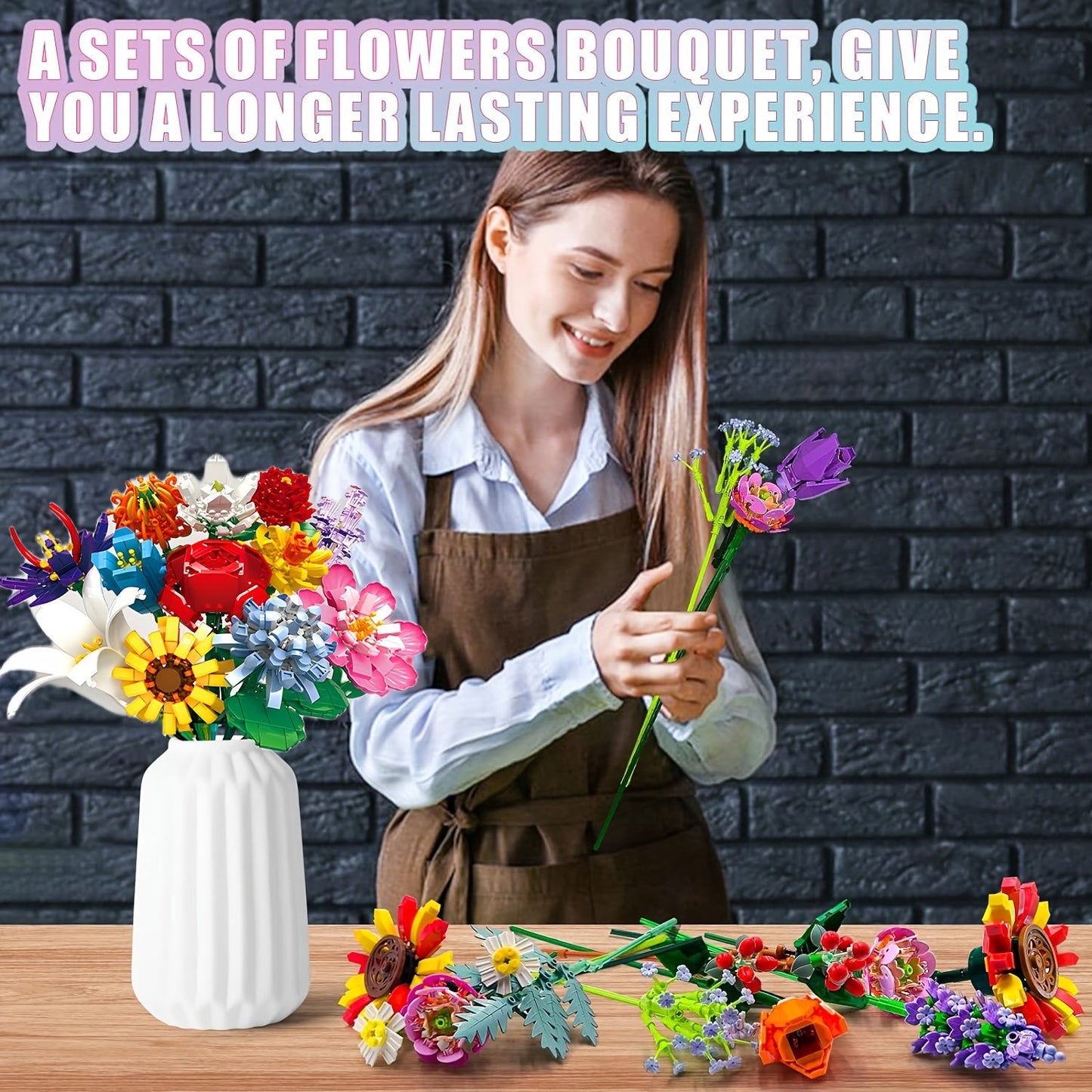 Flower Bouquet Building Set, 1064PCS