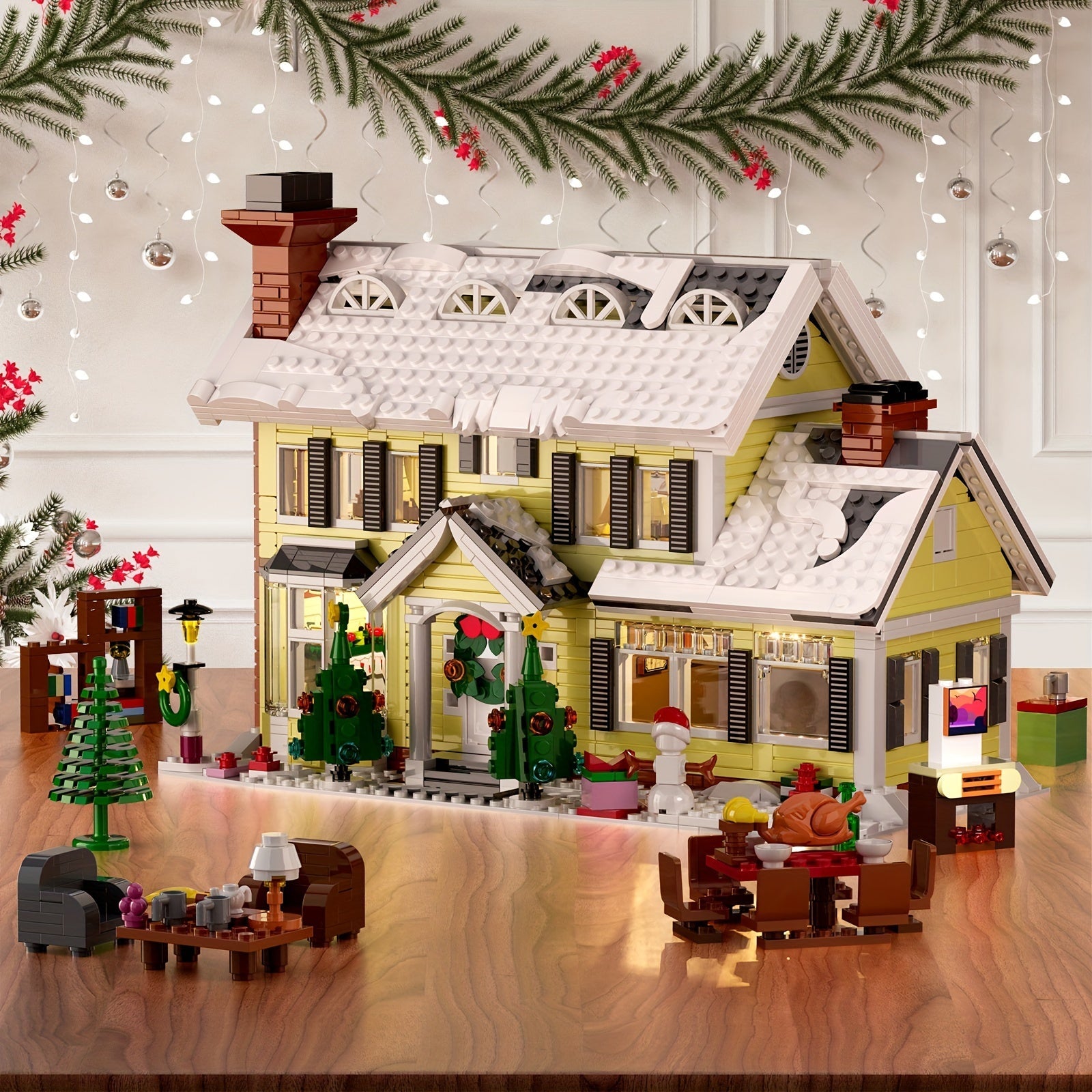 1156PCS Christmas Holiday House Block Building Model