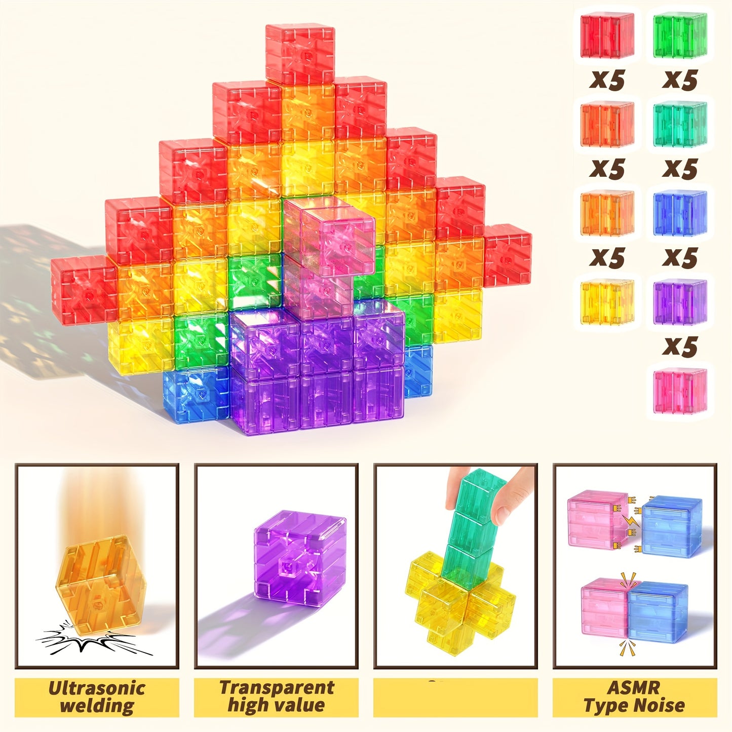 45 PCS Magnetic Cubes Building Blocks