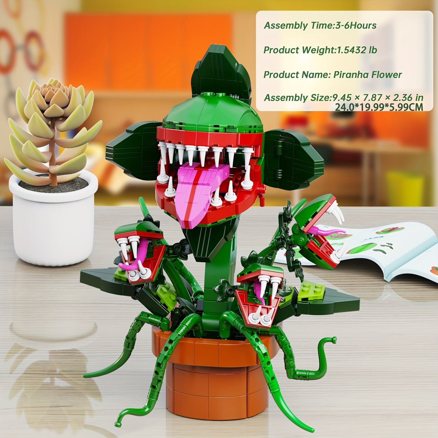 Cannibal Flower Building Block Toy Set, 605 PCS