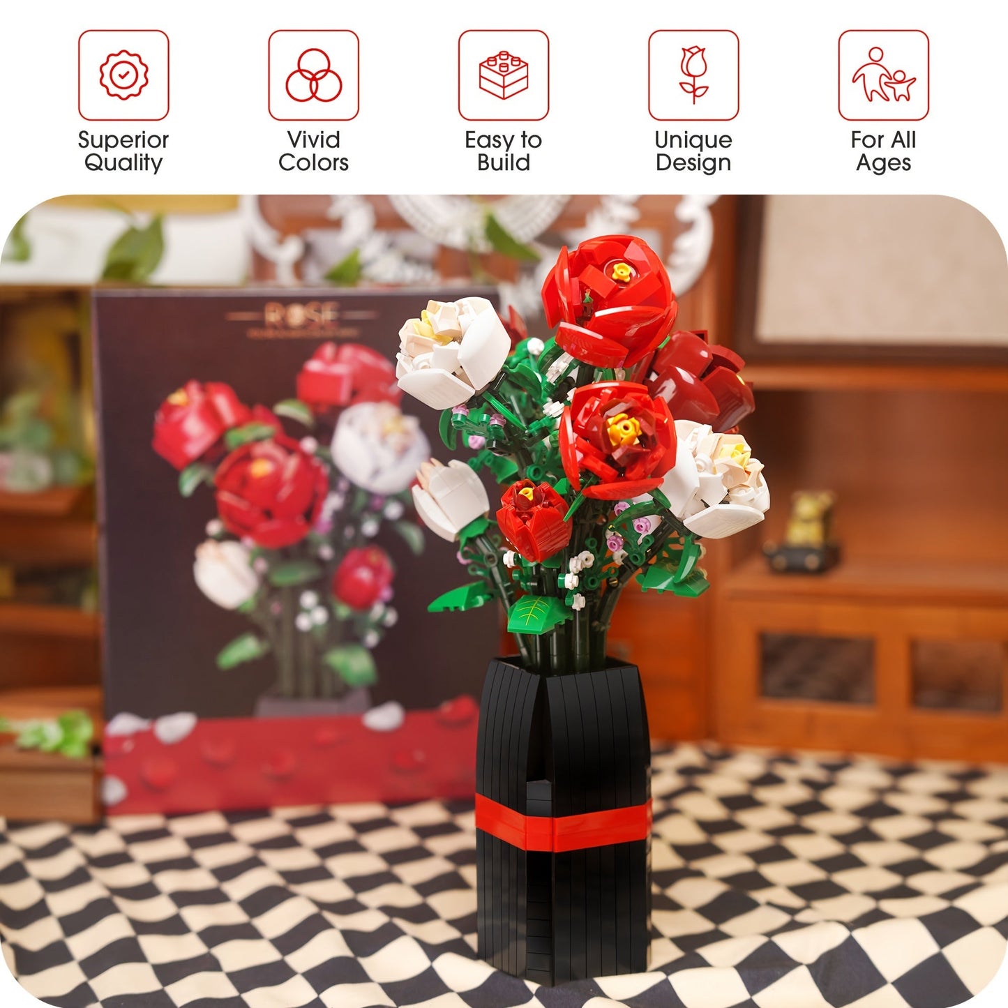 Flowers Bouquet Building Set, 818 PCS