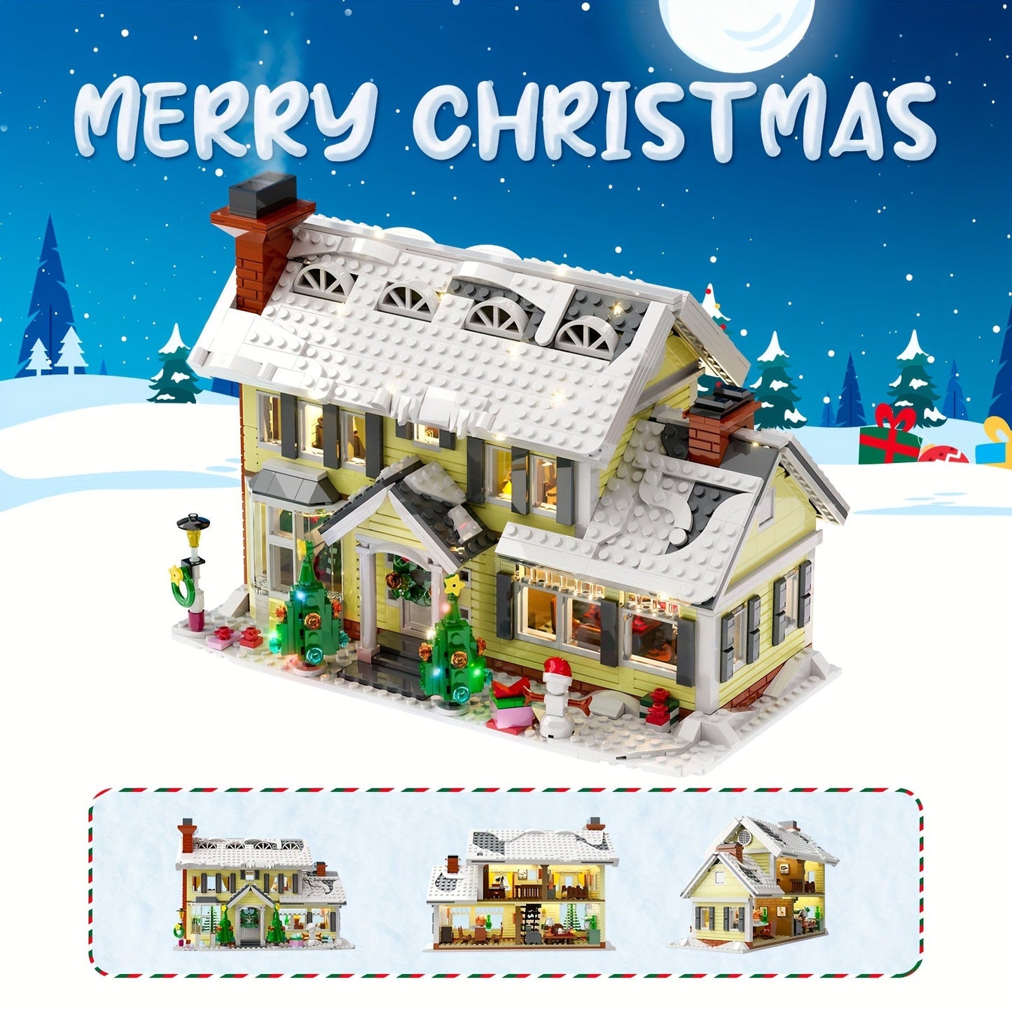 1156PCS Christmas Holiday House Block Building Model