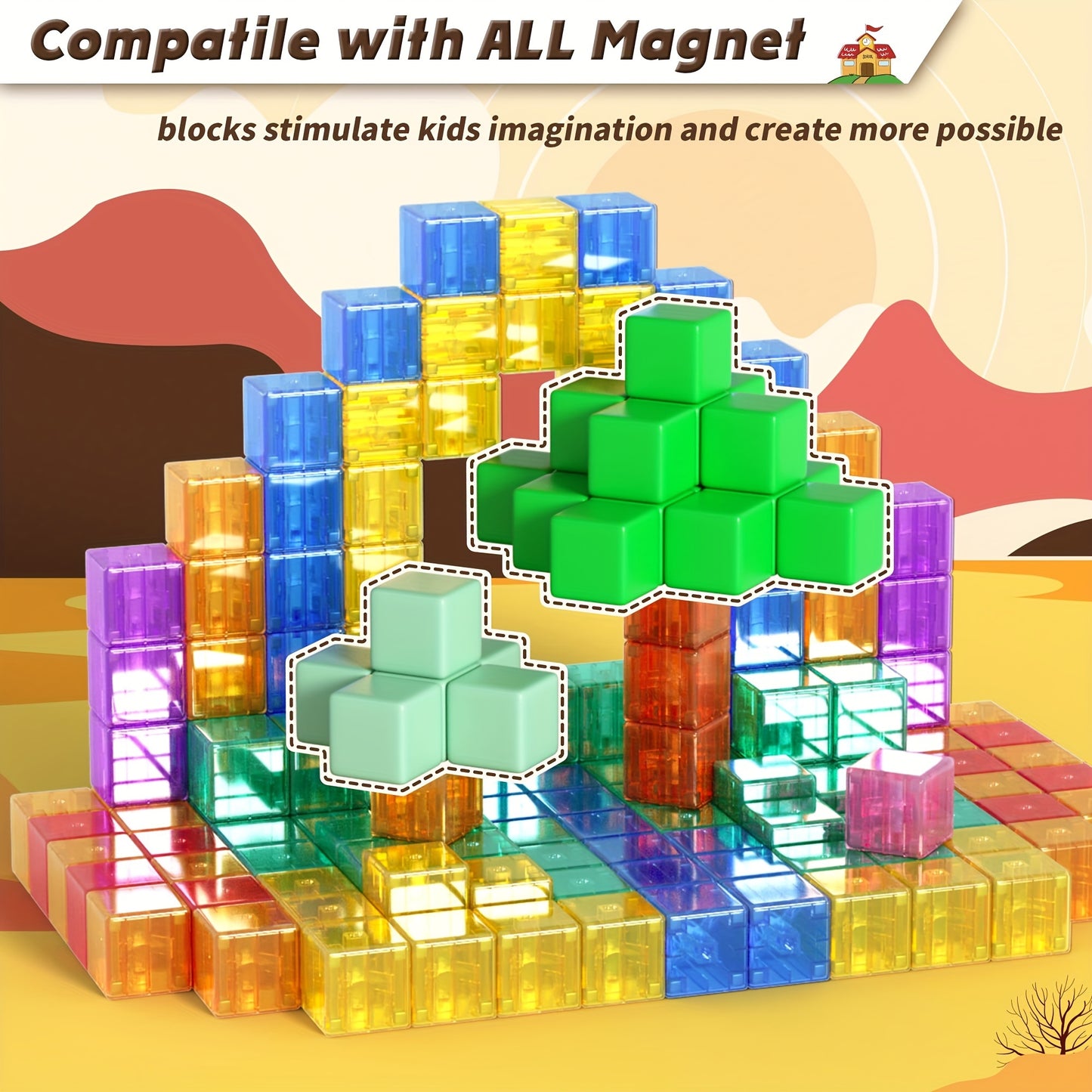 45 PCS Magnetic Cubes Building Blocks