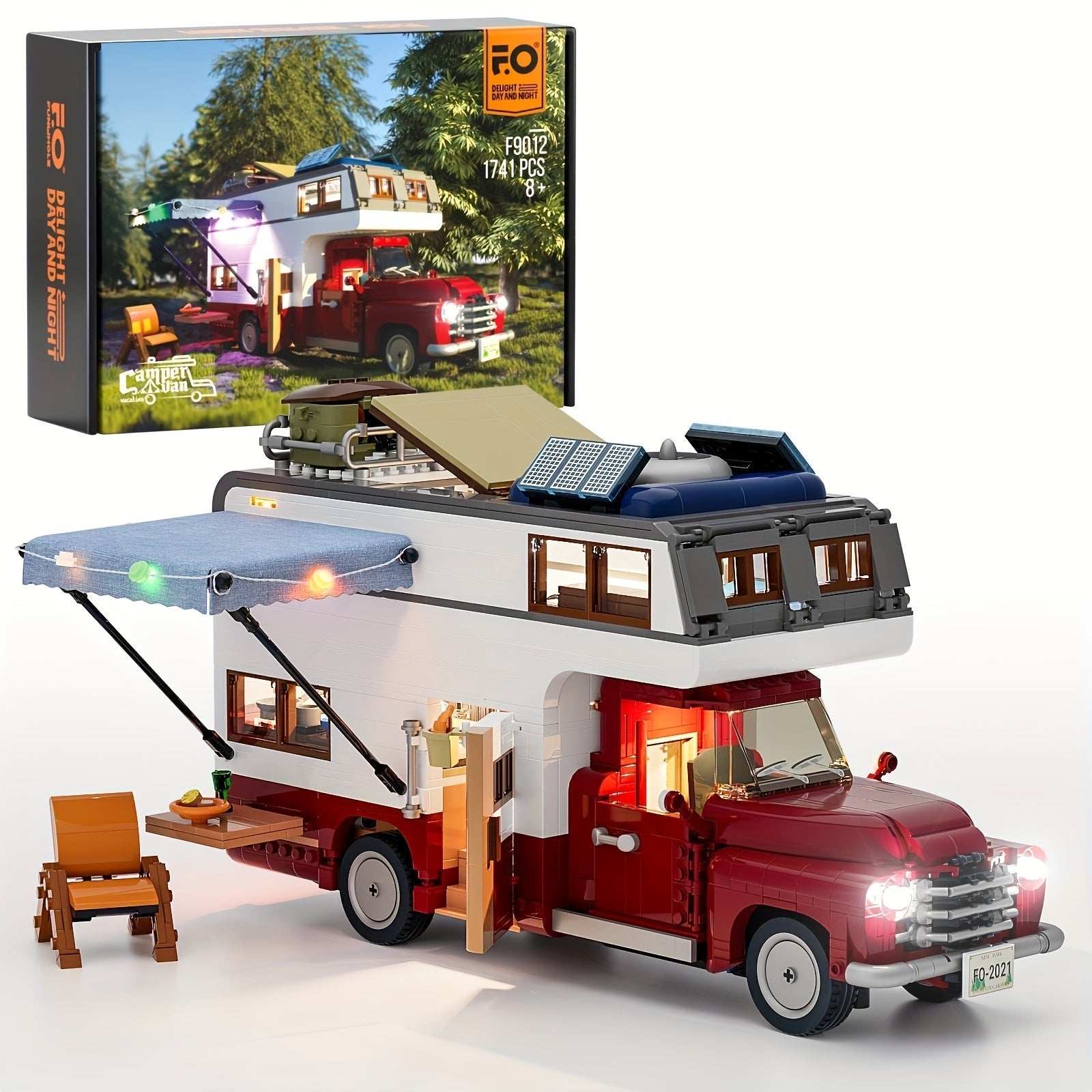 Camper Building Bricks Set With LED Lighting,1741 PCS