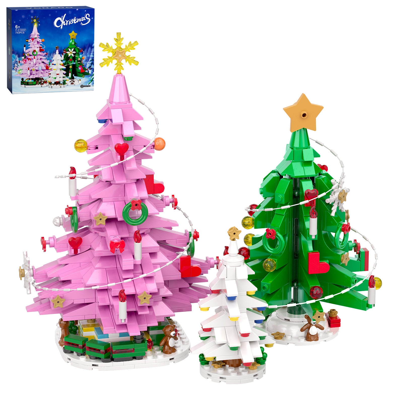 2024 Christmas Tree Building Block Set with LED lights, 734 pcs